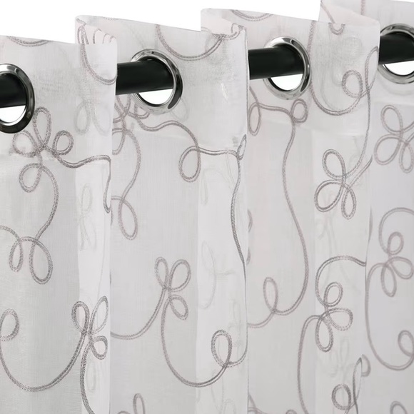 Superior Other - Superior Scroll Sheer Curtains Set of 2 Panels, 26”X 63", Grey New